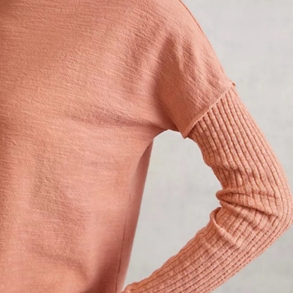 Amadi by Anthropologie Francesca Mock Neck Sweater Peach/Coral Pink NWT Small - Picture 2 of 16